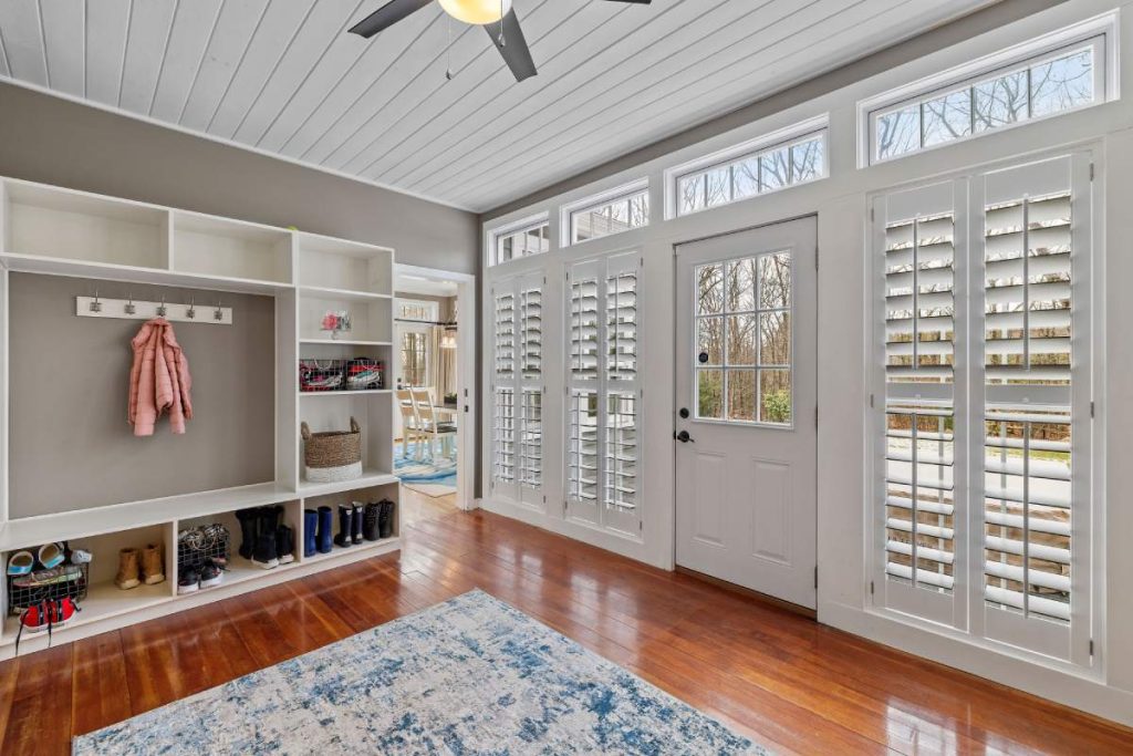 A closeup shot of the interior of a modern living room with wooden floor